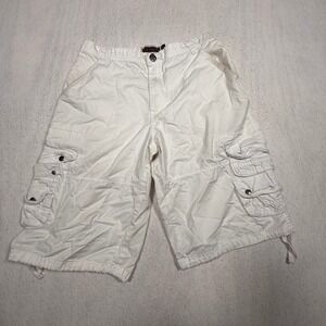 Riot Empire Mens White Cargo Shorts Size 34 Multi Pocket Streetwear Cotton